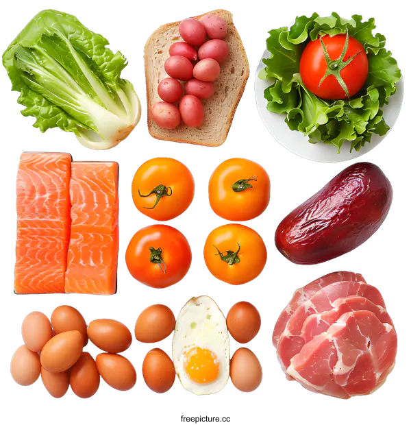 [Transparent Background PNG]Fresh Food Ingredients for a Healthy Meal