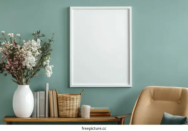 Empty Picture Frame in a Modern Living Room