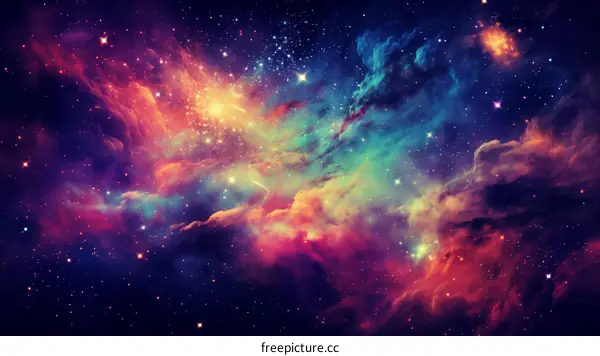 Cosmic Nebula: Glowing Stars and Vibrant Clouds