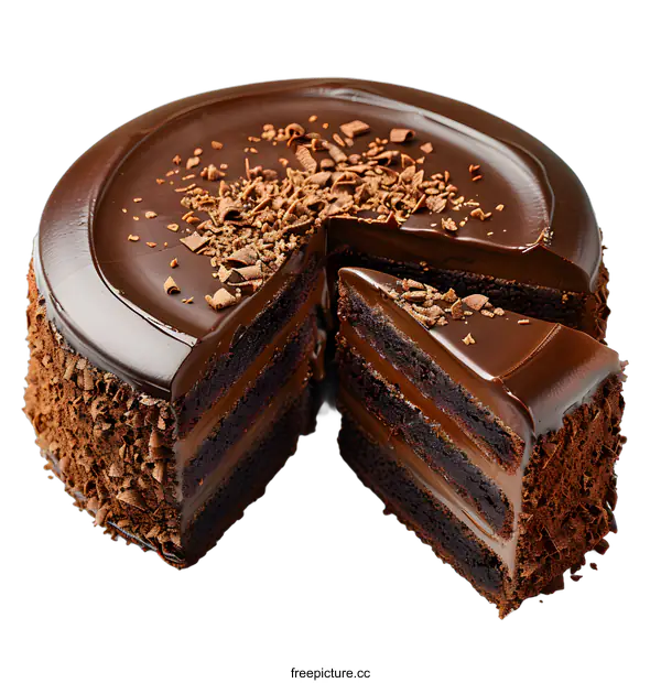 [Transparent Background PNG]A chocolate cake with a slice missing