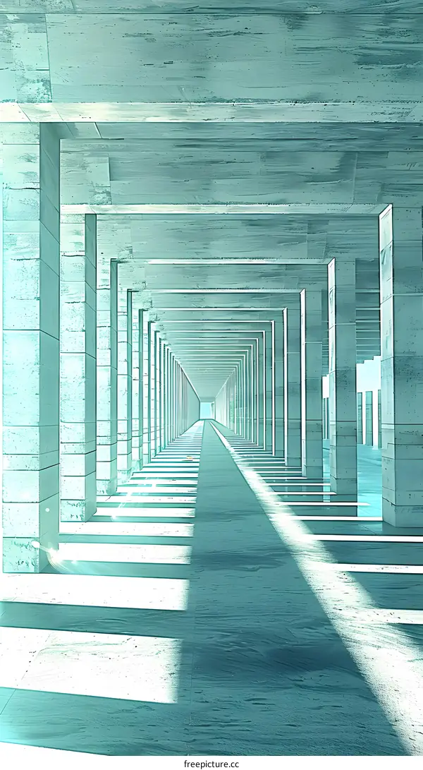 Abstract Architecture With Light Rays Through Columns