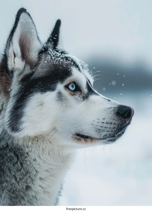 Siberian Husky in the Winter Snow