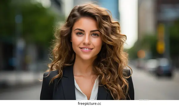 portrait of a young woman in a suit smiling