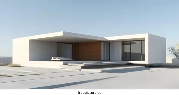 Modern Minimalist Concrete House with Wooden Accents