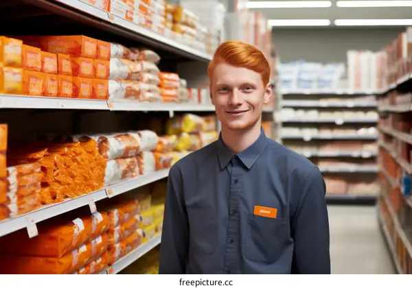 Portrait of a smiling young male grocery store employee