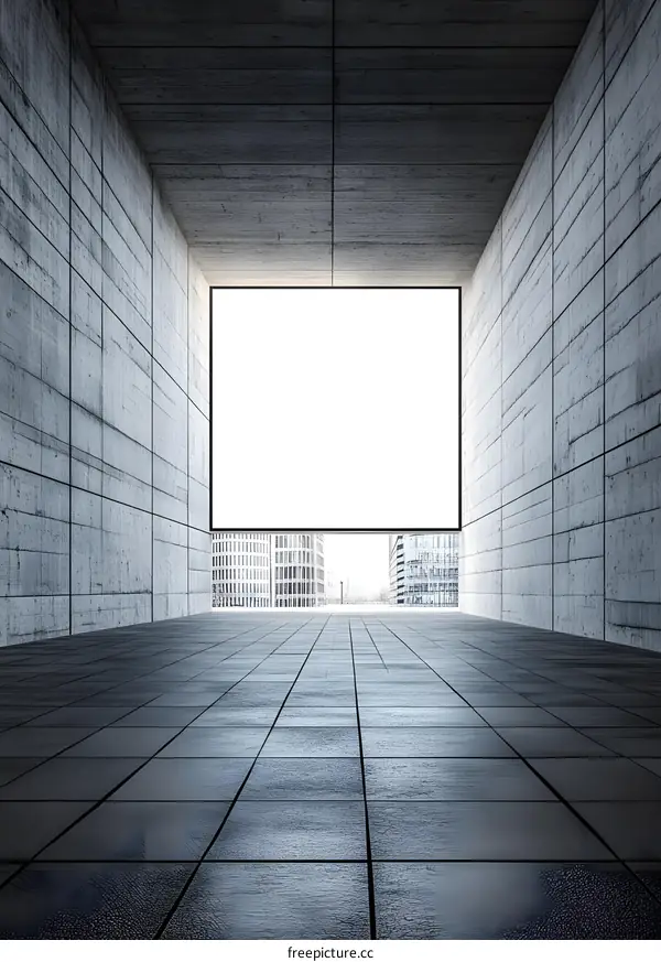 Modern Concrete Room with Big Window