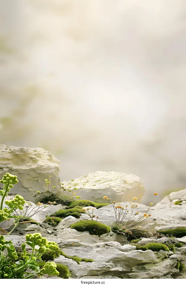 Green Moss Growing on the Rocks