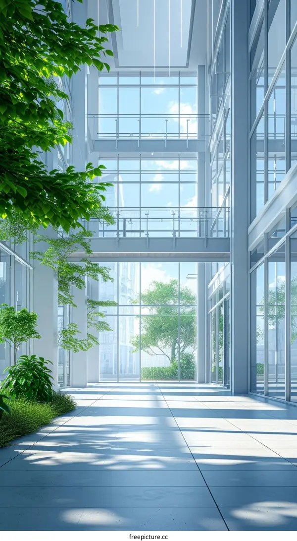 The Green Atrium of a Modern Office Building