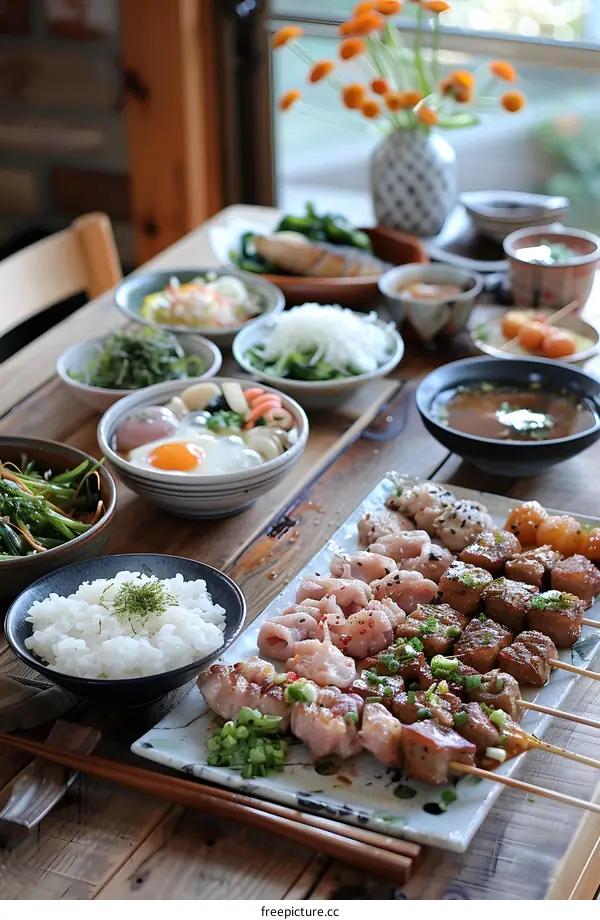 A table full of delicious Japanese food