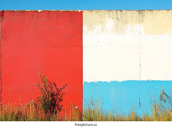 Abstract Red White and Blue Wall