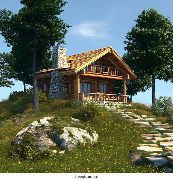 Wooden Cabin in the Mountains