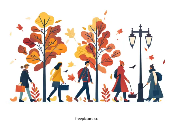 Autumn Walk in the Park with Friends