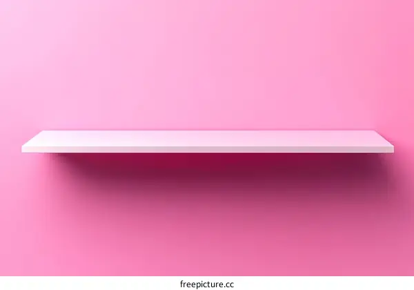 Empty White Shelf Against a Pink Background