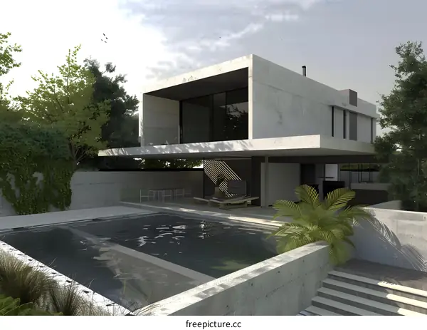 Modern House with Pool and Garden