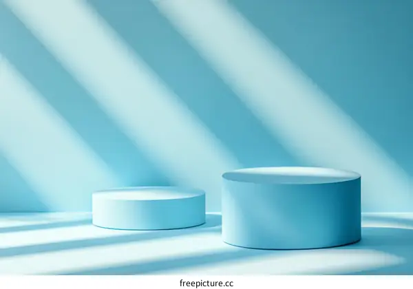 Light Blue Cylindrical Product Display Pedestals