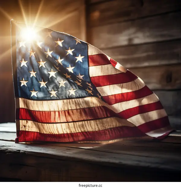 American Flag Blowing in the Wind