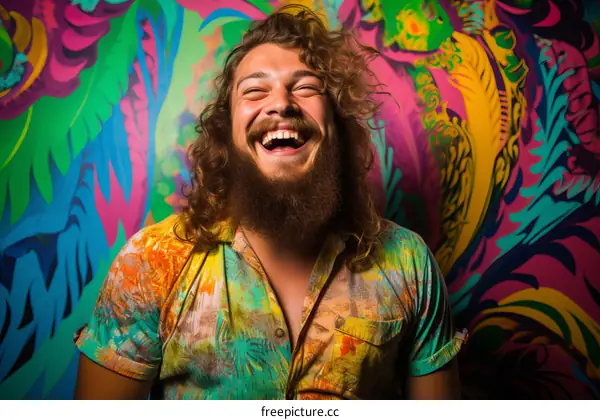 Portrait of a Bearded Man with Long Curly Hair