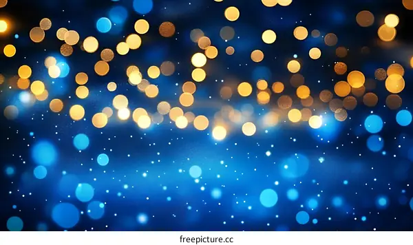 Bokeh Background of Golden and Blue Lights