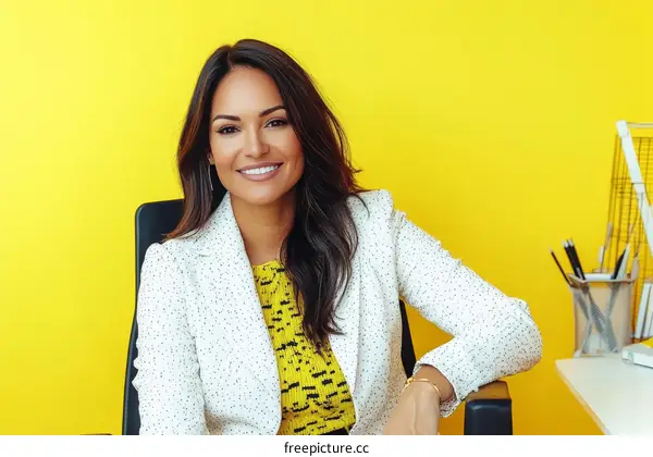 Business Woman in Yellow Background