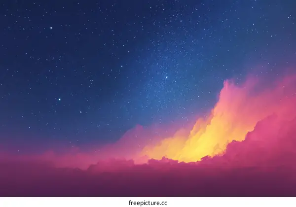 Starry Night Sky with Colorful Clouds