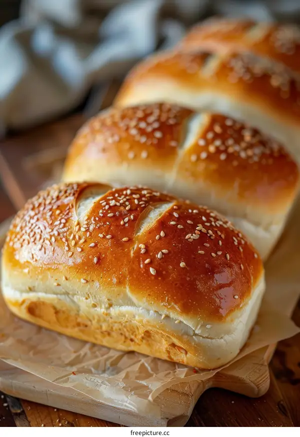 Freshly Baked Sesame Seed Loaf Breads