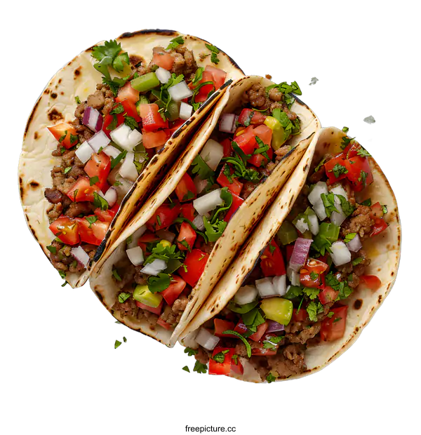 [Transparent Background PNG]Delicious Beef Tacos on White Background