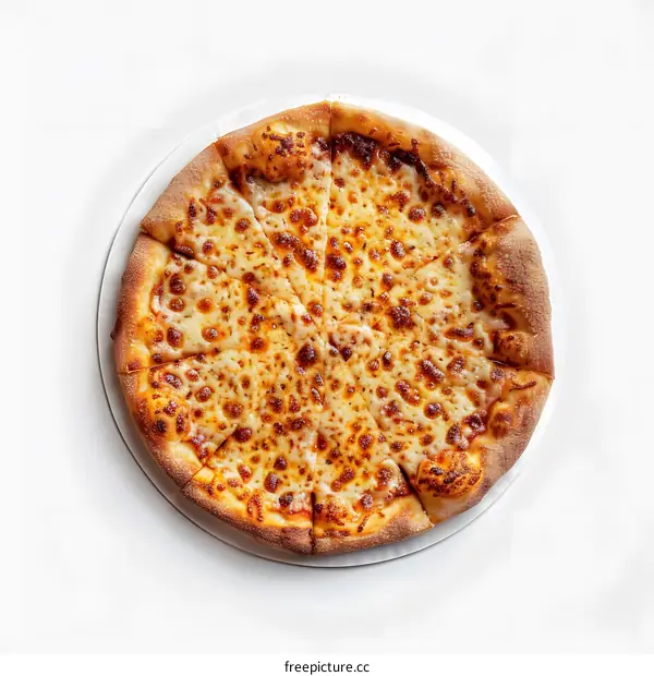 Freshly Baked Cheese Pizza with White Background