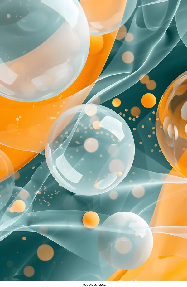 Abstract 3D Sphere Background With Orange And Teal Colors