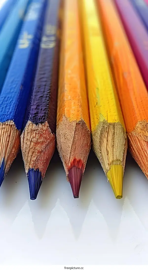 macro photography of colored pencils