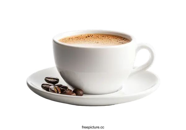 [Transparent Background PNG]A Delicate Cup of Coffee with Coffee Beans