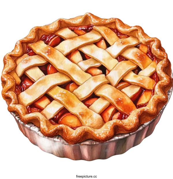 [Transparent Background PNG]Delicious Watercolor Apple Pie
