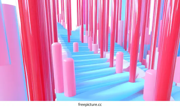 Abstract 3D Design with Pink and Blue Colors