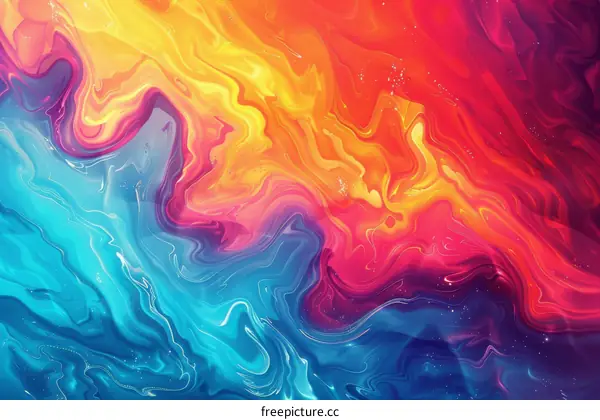 Abstract Colorful Flowing Paint Art