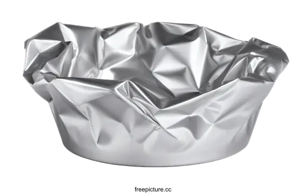 [Transparent Background PNG]Wrinkled Aluminum Foil Bowl on White Background