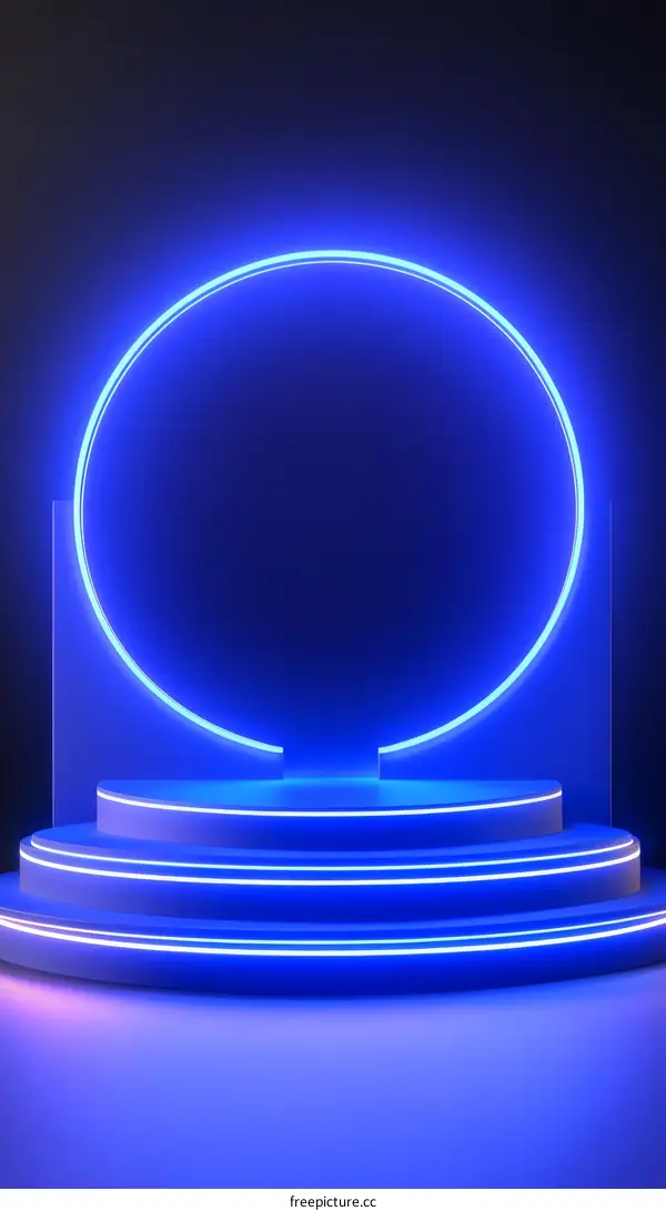 Neon Blue Circle Stage Display