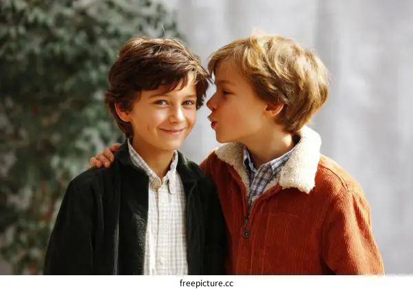 Two Boys Sharing a Moment of Affection