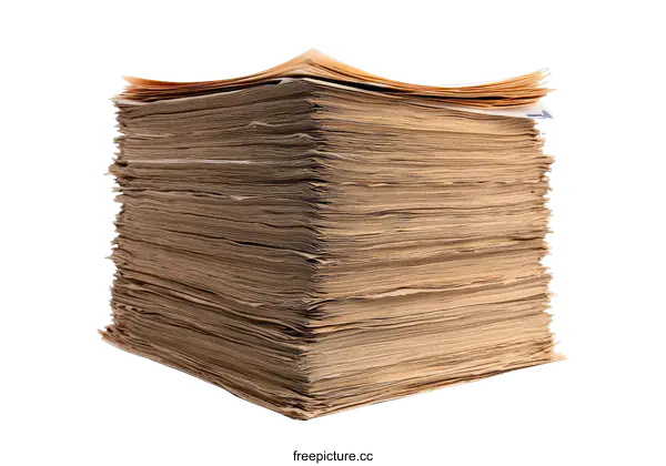 [Transparent Background PNG]High Stack of Old Papers