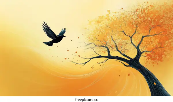 Autumnal Flight of a Bird and a Tree