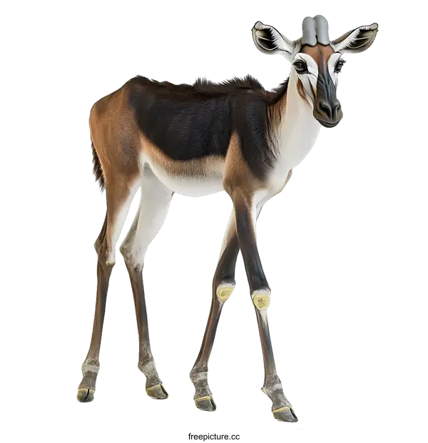 [Transparent Background PNG]Sable Antelope Young Standing on White Background