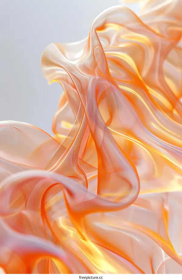 Abstract Orange Cloth Flowing in 3D