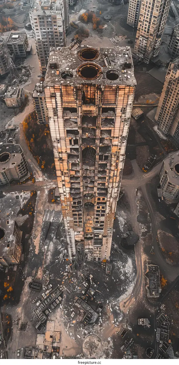 Destroyed residential building in Mariupol, Ukraine