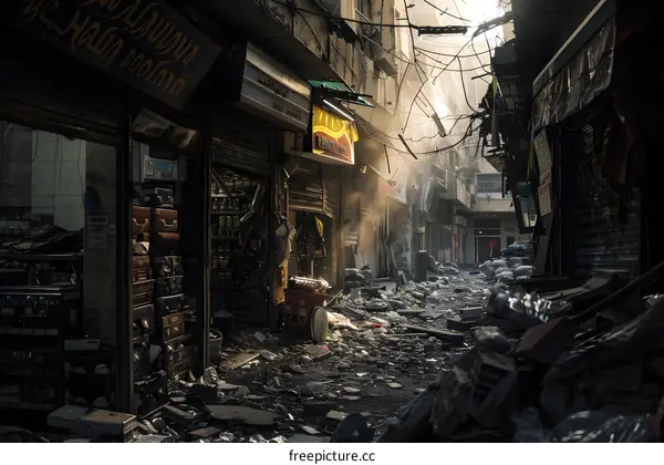 Destroyed Street in Aleppo, Syria