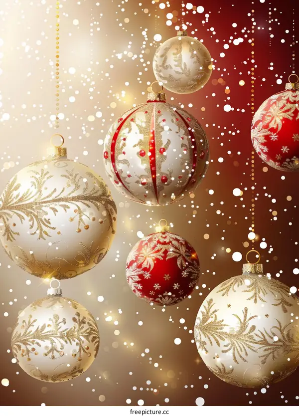 Christmas background with hanging ornaments