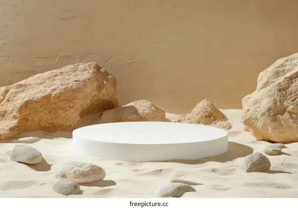 Beige Desert Minimalist Display Stand