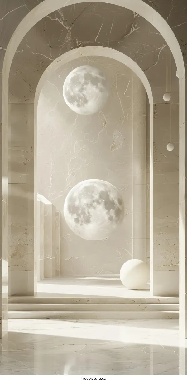 Elegant Architectural Interior with Moons