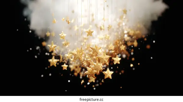 Golden Stars Falling from a Cloud