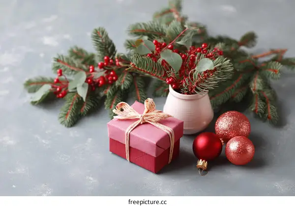 Christmas Decoration with Gift Box and Ornaments