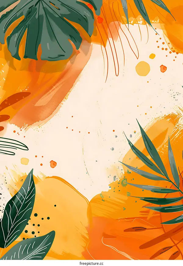 Abstract Orange and Green Watercolor Background