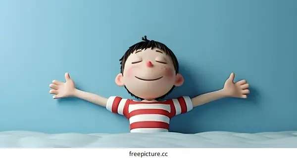 Happy Cartoon Boy Relaxing