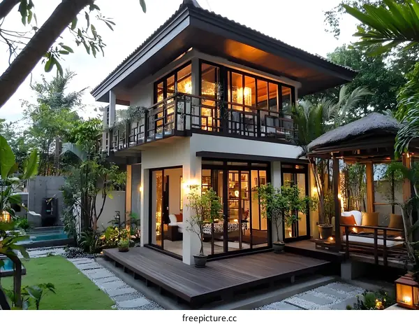 Modern House with Outdoor Patio and Garden